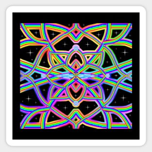 Rainbowdelic Multicolored Mandala Floral Pattern Sticker